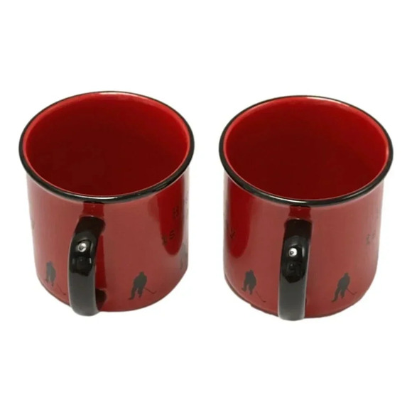 Hockey is Canada Abbot Mugs Red Black Lot 2 Ceramic Winter Sports - Picture 5 of 8